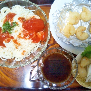 缶詰で☆彡炭酸シュワシュワ☆トマト素麺